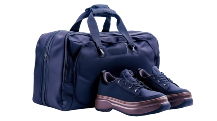 Soft nylon duffel with shoe compartment Transparent background, PNG file