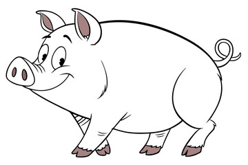 Obraz premium Domestic Pig Side View Farm Animal Vector