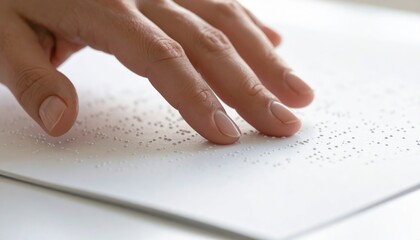 Fingers Tracing Braille Tactile Reading Close-Up