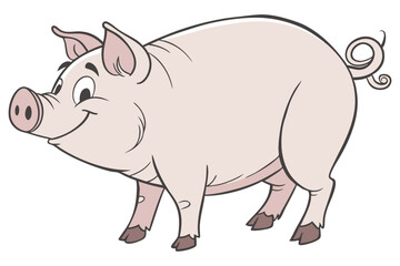 Obraz premium Domestic Pig Cute Animal Artwork for Farm Design