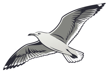 Flying Seagull Minimal Bird Silhouette Art