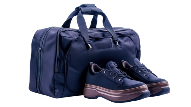Soft nylon duffel with shoe compartment Transparent background, PNG file