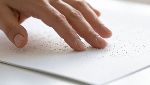 Fingers Tracing Braille Tactile Reading Close-Up