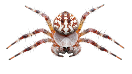 Spiny orb-weaver spider back view Transparent background, PNG file
