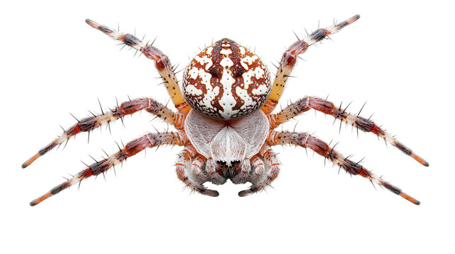Spiny orb-weaver spider back view Transparent background, PNG file