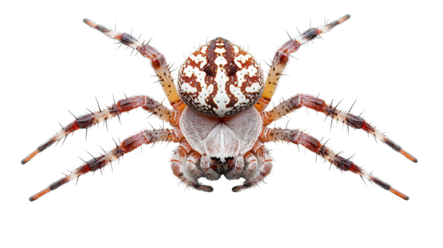 Spiny orb-weaver spider back view Transparent background, PNG file