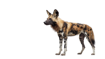 Striking African wild dog Transparent background, PNG file