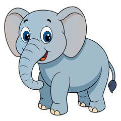Obraz premium A cute cartoon elephant with big eyes and a cheerful smile, a captivating and joyous illustration that embodies the playful nature of elephants, evoking warmth, joy, and a sense of fun. generative AI