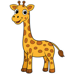 Obraz premium A charming giraffe with long neck and a distinctive spotted coat, illustrated with playful detail and vibrant colours. generative AI