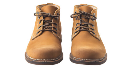 Suede desert boots in tan color, Transparent background, PNG file