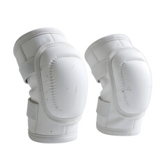 Pair of white knee pads isolated on transparent background