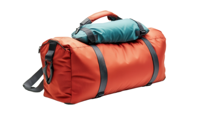 Travel bag with attached neck pillow Transparent background, PNG file