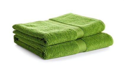 Folded green towels