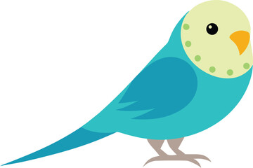 Colorful budgerigar bird isolated on white background, vibrant pet parakeet with green feathers, tropical exotic avian wildlife perfect for nature, pet, and animal-themed stock content.