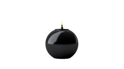 Luminous flame flickers atop a sleek, black spherical bomb Isolated on transparent Background 