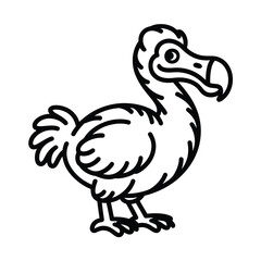 Fototapeta premium Black outline drawing of a Dodo bird on a white background