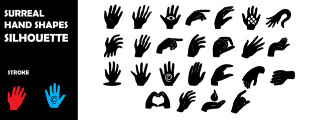 Surreal Hand Shapes Silhouette Vector Set – Creative Gestures, Artistic Fingers and Abstract Icons