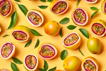 Passion fruit pattern with yellow background. (3)
