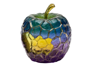 Multicolored cracked glass apple abstract art, Isolated On Transparent Background, Cut Out