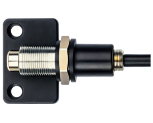 Industrial photoelectric proximity sensor with a cable on a transparent background