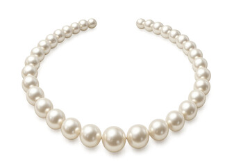 Obraz premium Pearl necklace forming a semicircle, isolated on transparent background, ideal for luxury and fashion designs