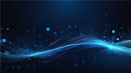 Blue abstract wave background with glowing lines and dynamic fractal patterns