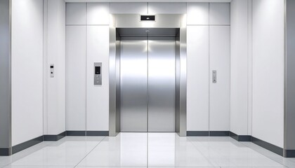 Modern elevator in a bright hallway