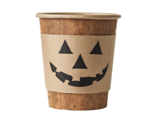 Festive halloween jack o lantern coffee cup design, Isolated On Transparent Background, Cut Out