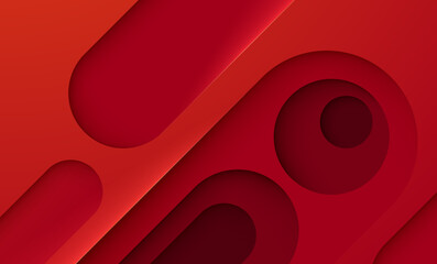 Red Abstract Background with Smooth Waves and Circular Patterns