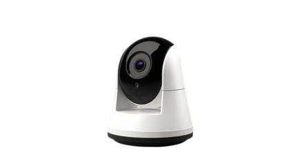Modern security surveillance camera with black and white design isolated on a cleanIsolated on transparent Background