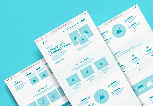 Modern Landing Page Wireframe Layout for Website