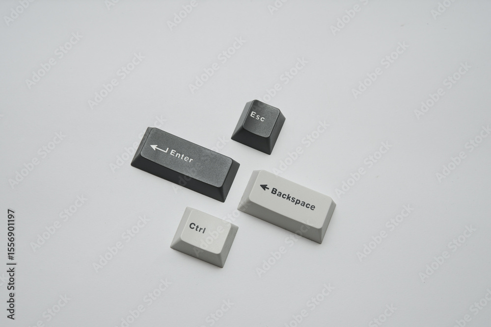 Fototapete minimalist photographic still life of essential keyboard keycaps for tech concepts or abstract prese