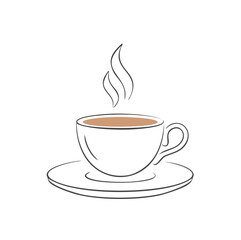A simple line drawing of a cup of coffee with steam