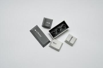 Detached keyboard keys photographic still life tech concept for digital design or modern office...