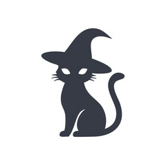 Spooky black cat wearing witch hat halloween design