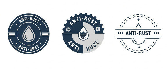 Set of Anti-Rust vector label designs on white background