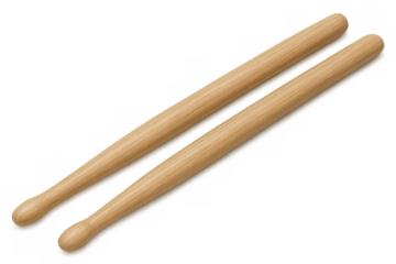 Wooden drumsticks lying against clean background, embodying percussive potential and rhythmic musicality