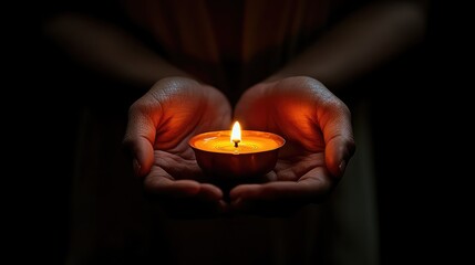 Open Prayer Hands: Glowing Light for Spirituality and Worship for Religious and Faith-Based Themes.