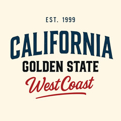 California golden state typography slogan, college text t-shirt print, varsity font design, west coast athletic vintage apparel