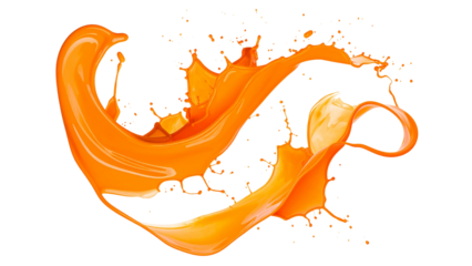 Orange paint splash isolated on white or transparent png
