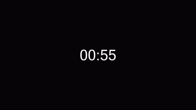 One minute circle countdown timer animation, 60 seconds countdown from 60 to 0 seconds on transparent background, Countdown video in 4k.