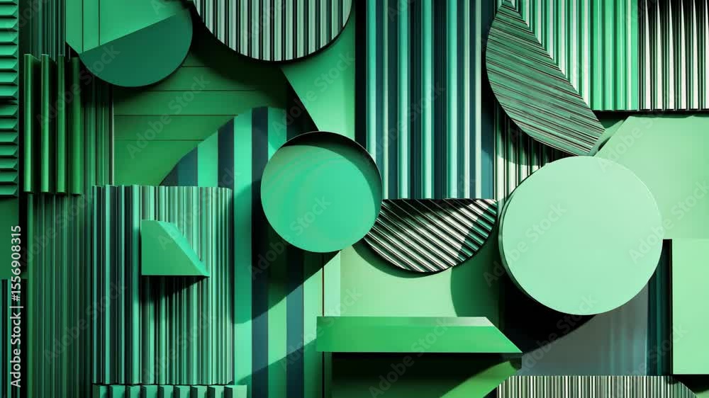 Wall mural geometric green patterns created with relief textures and shapes in a modern design style, abstract 