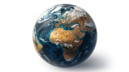 Earth globe with detailed continents Europe Africa and oceans in a realistic world model rendering
