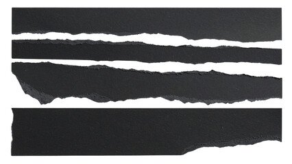 Ripped or torn black paper blending isolated on white or transparent png