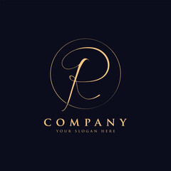Luxury letter r logo template in gold color. Modern trendy initial luxury r letter logo design. Royal premium letter r logo design vector template.