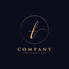Luxury letter t logo template in gold color. Modern trendy initial luxury t letter logo design. Royal premium letter t logo design vector template.
