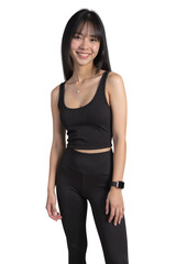 young sporty woman on transparent background