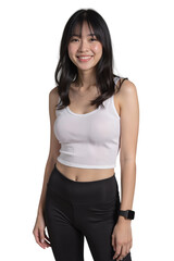young sporty woman on transparent background