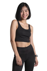 young sporty woman on transparent background