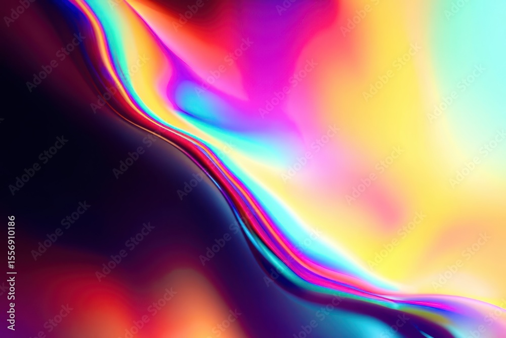 Poster a colorful, abstract image with a rainbow-colored line